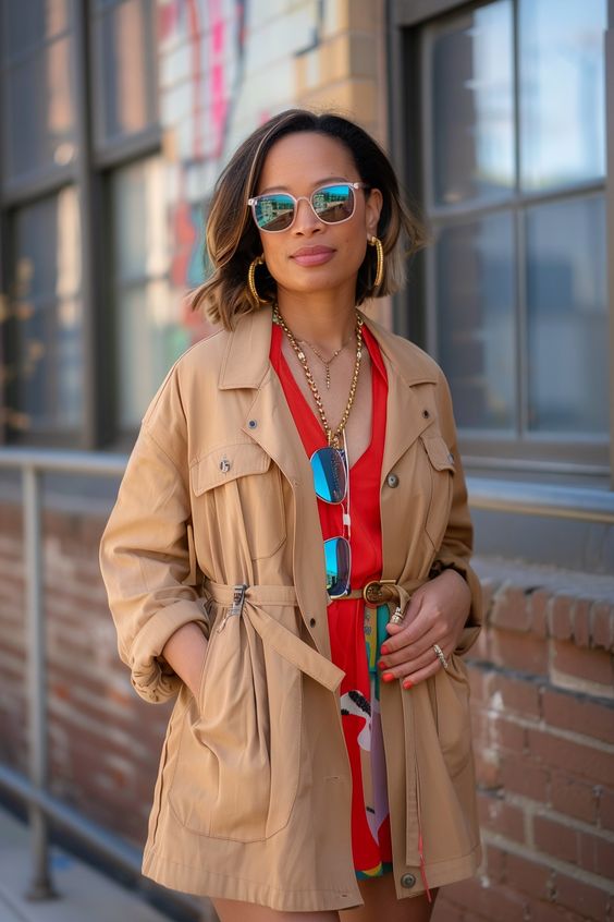 Vibrant Red and Khaki Combo